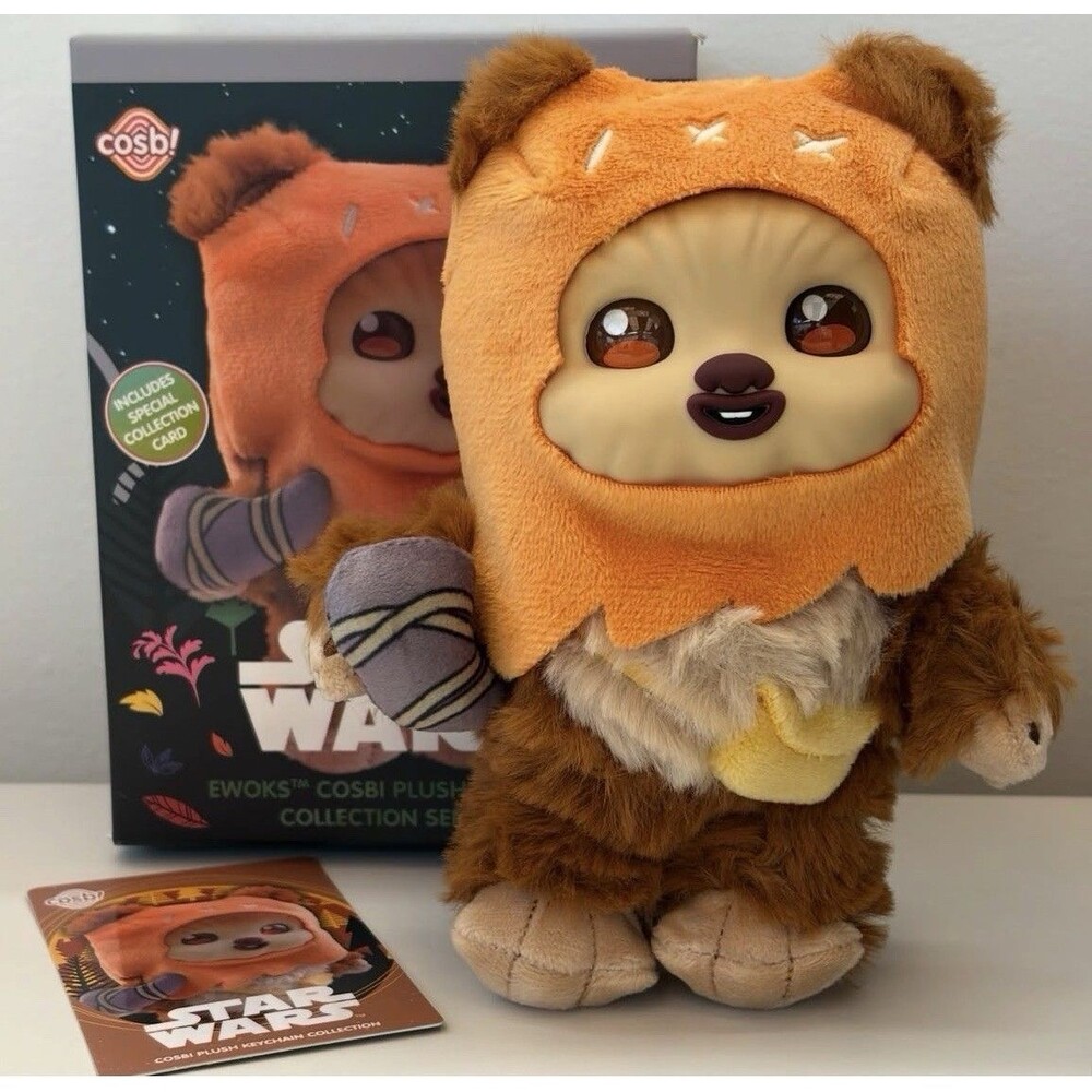 Disney Cosbi Star Wars Ewok Plush Keychain Wicket Box Foil Card OPEN BOX